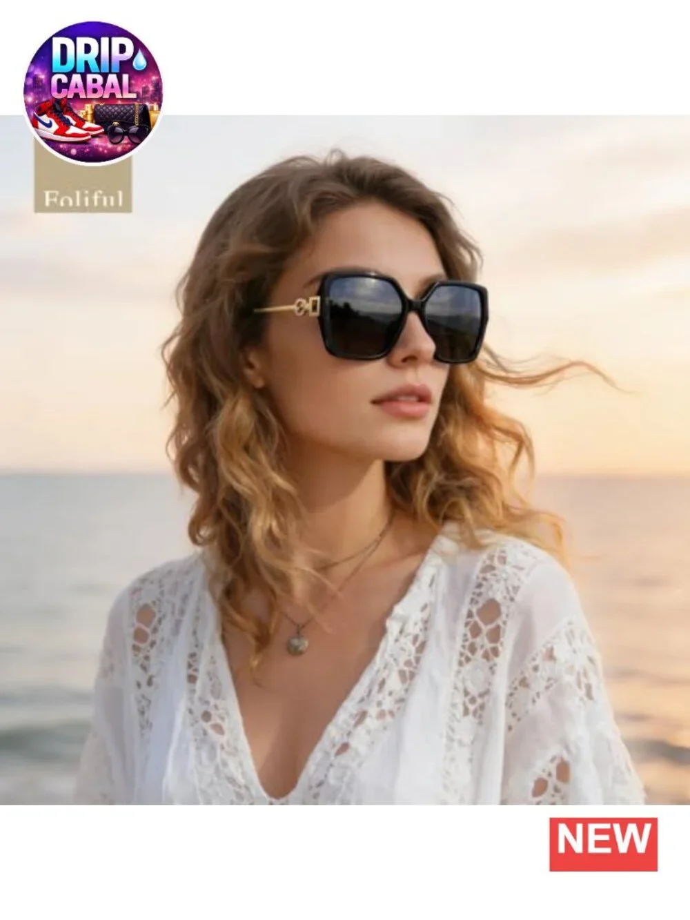 Oversized Retro Square Sunglasses for Women UV Protection Polarized Metal Temple